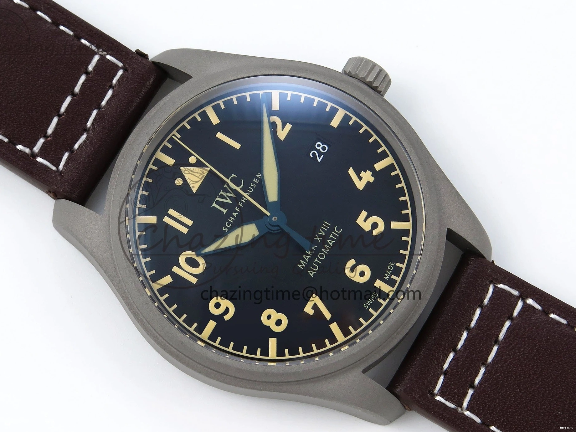 MIROTIME 0515 Pilot Mark XVIII Titanium BLSF 1:1 Best Edition Black Dial on Brown Leather Strap MIYOTA Popular 7020